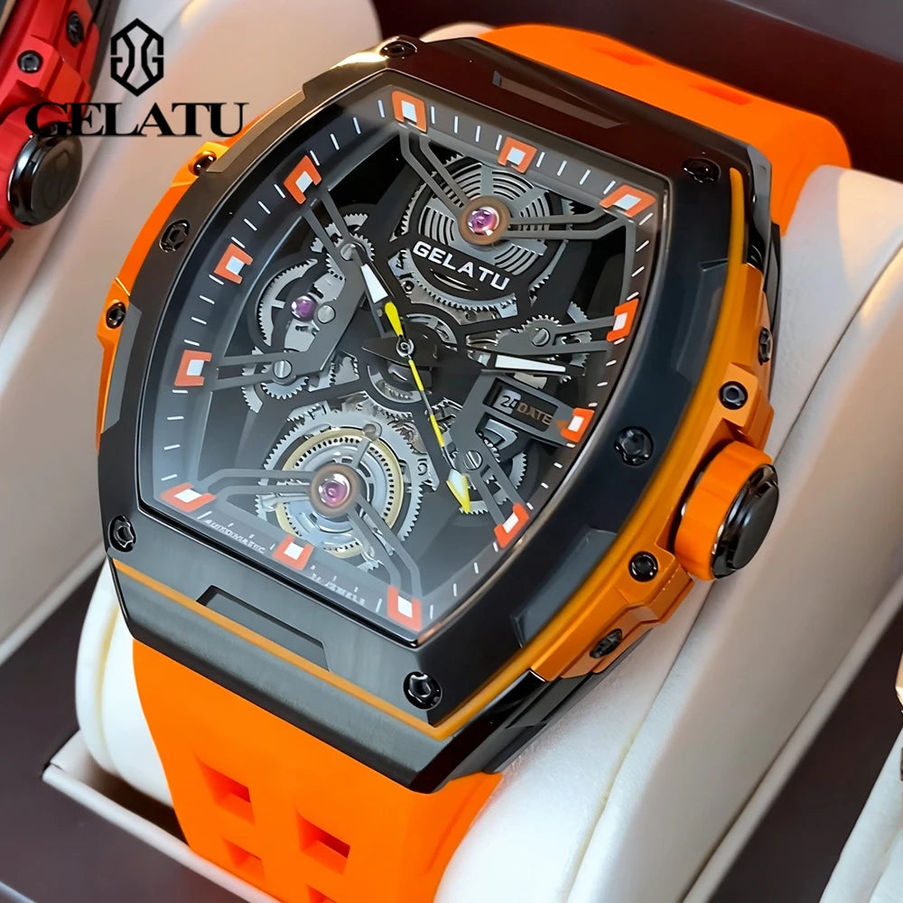 GELATU 6012 Montre Homme Automatique Squelette Saphir Anti-Magnétique 50M – CLEVI Paris