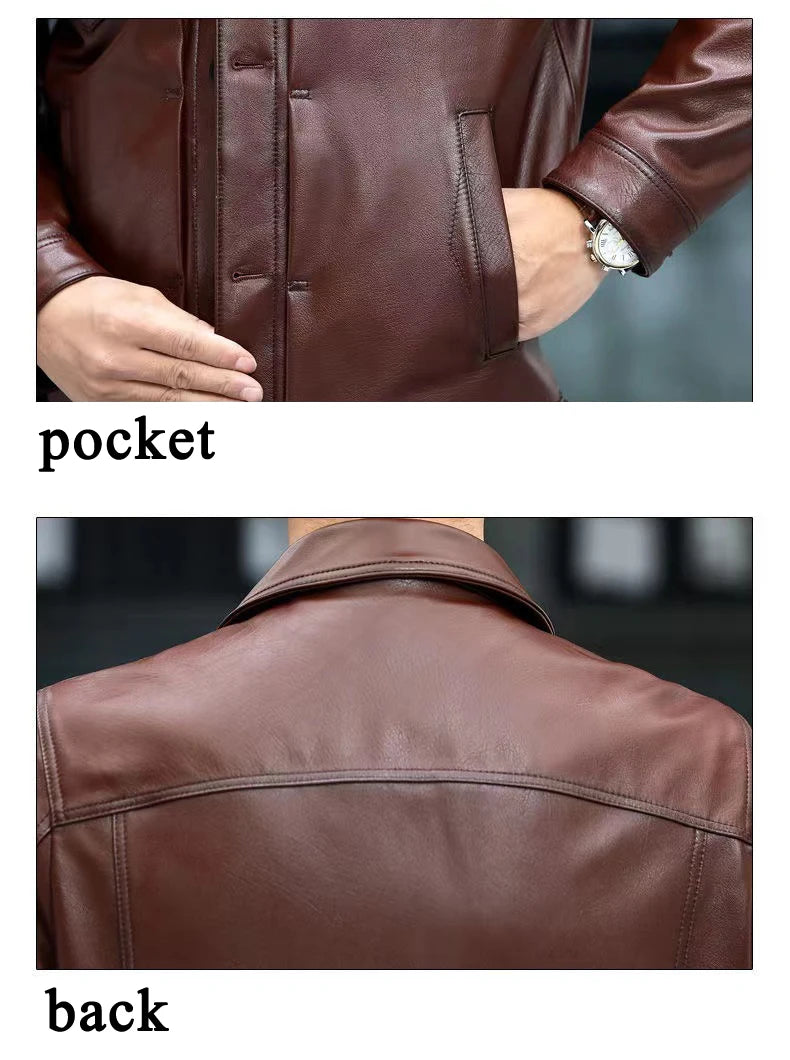 Veste homme en cuir de vachette à poches – CLEVI Paris