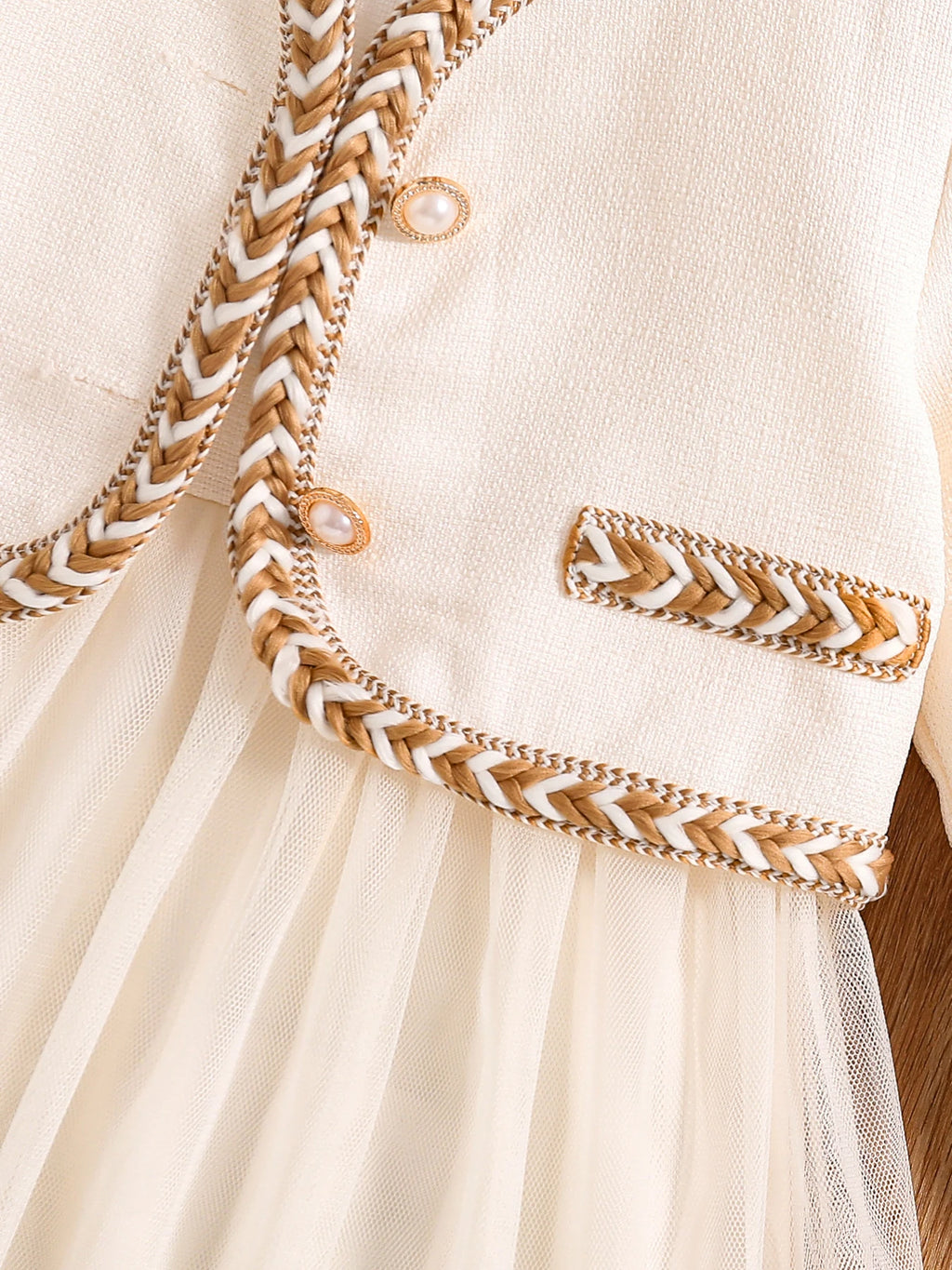 Robe fille blanche à manches trois-quarts – CLEVI Paris