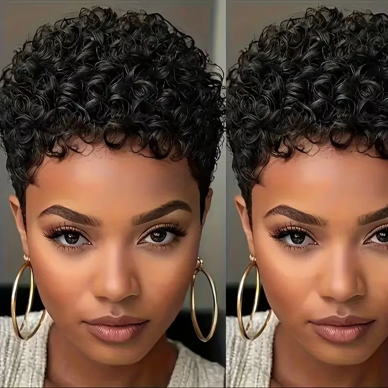 Perruque Pixie Cut Curly Afro Sans Colle – CLEVI Paris