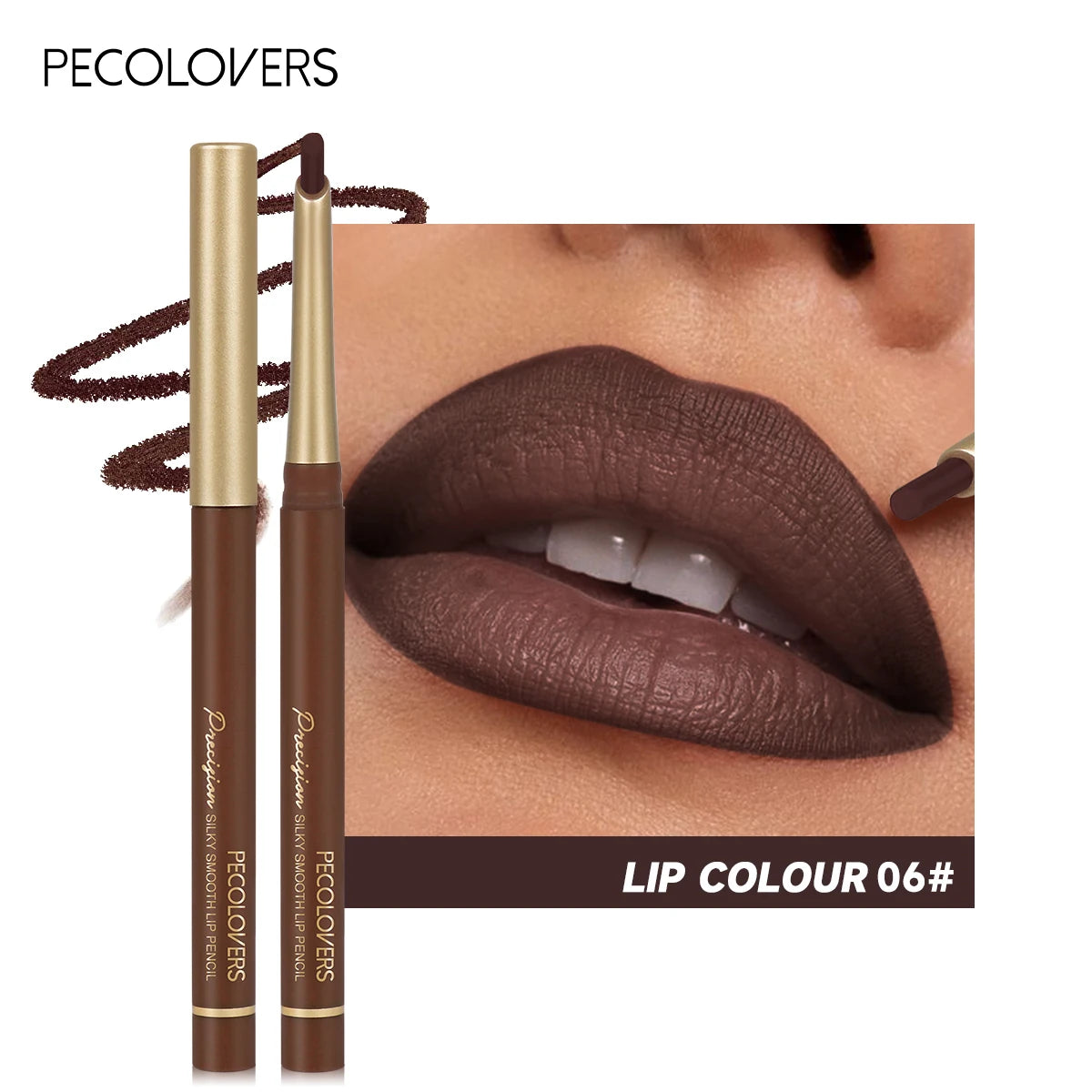Crayon Contour Lèvres Mat PECOLOVERS – 6 Teintes, Longue Tenue & Embout Biseauté – CLEVI Paris