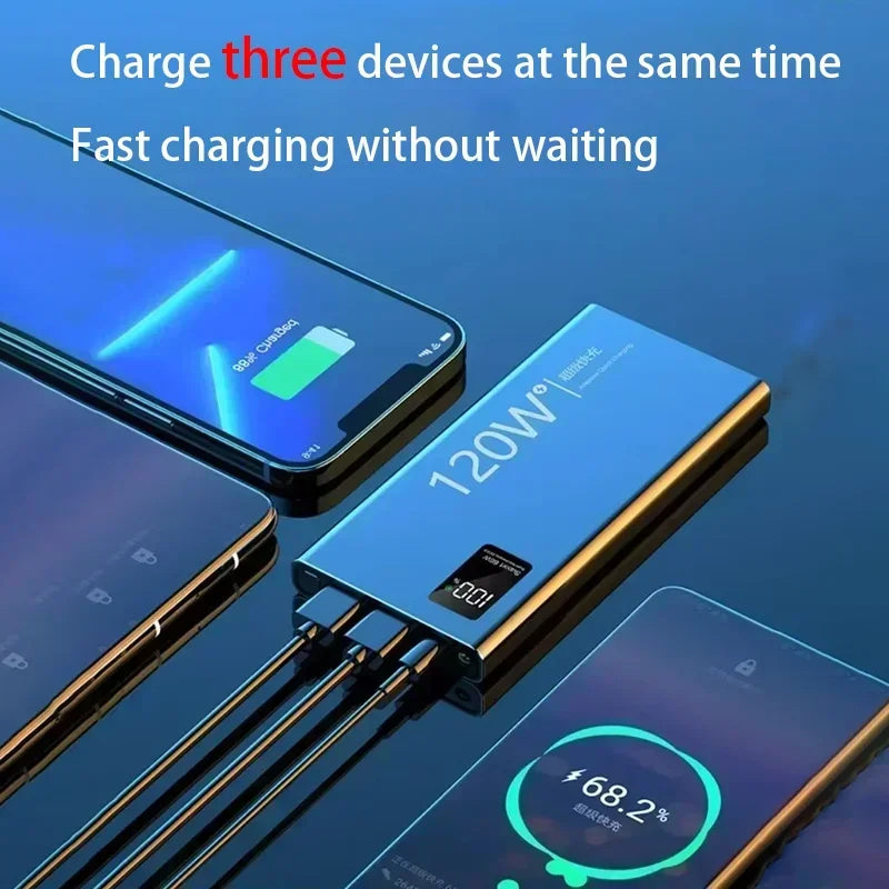 Batterie Externe Lenovo 120W Charge Rapide + Sans Fil Qi 15W Affichage LED USB-C Compact 240g – CLEVI Paris