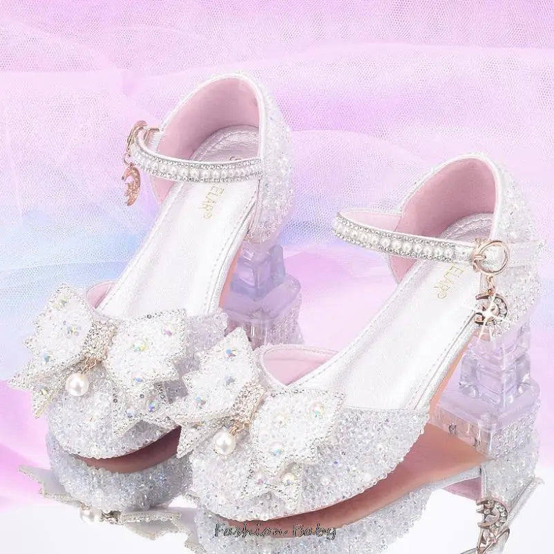 Sandales de cérémonie enfant à strass – CLEVI Paris