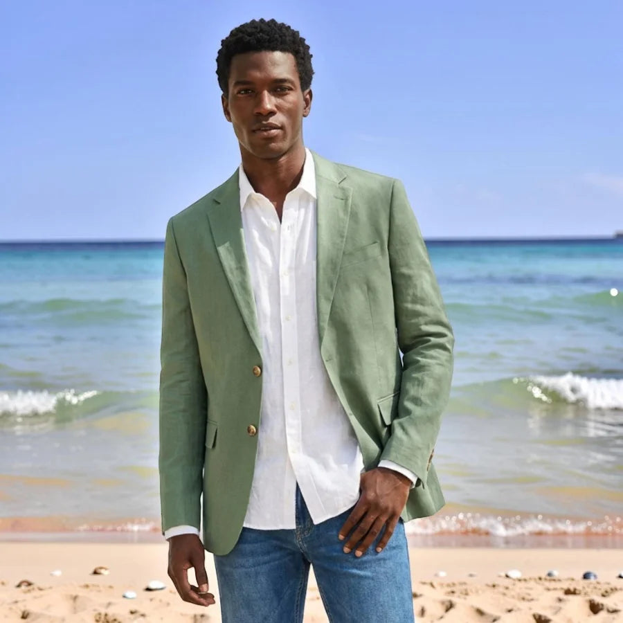 Blazer homme en lin mélangé, coupe ajustée – CLEVI Paris