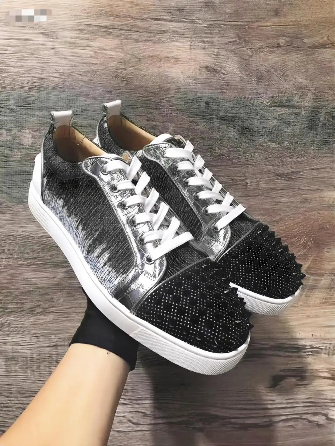 Sneakers Basses Patchwork Rivets Bout Rond Homme – CLEVI Paris