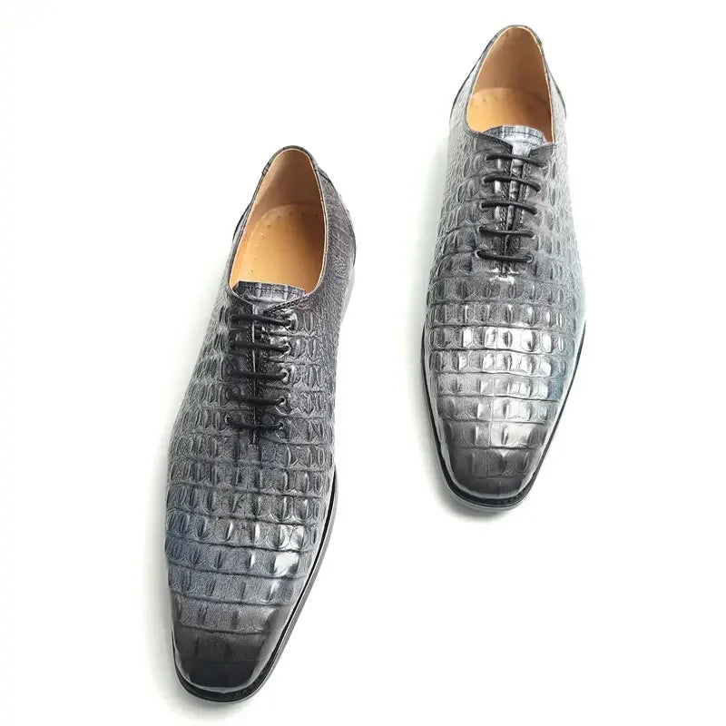 Oxford Homme Cuir Croco – Mariage & Cérémonie Luxe