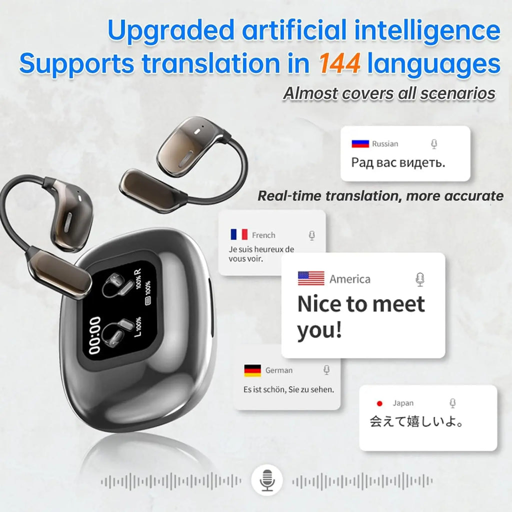 Écouteurs UYUXIO Traducteur IA Écran LCD 144 Langues 60h – CLEVI Paris