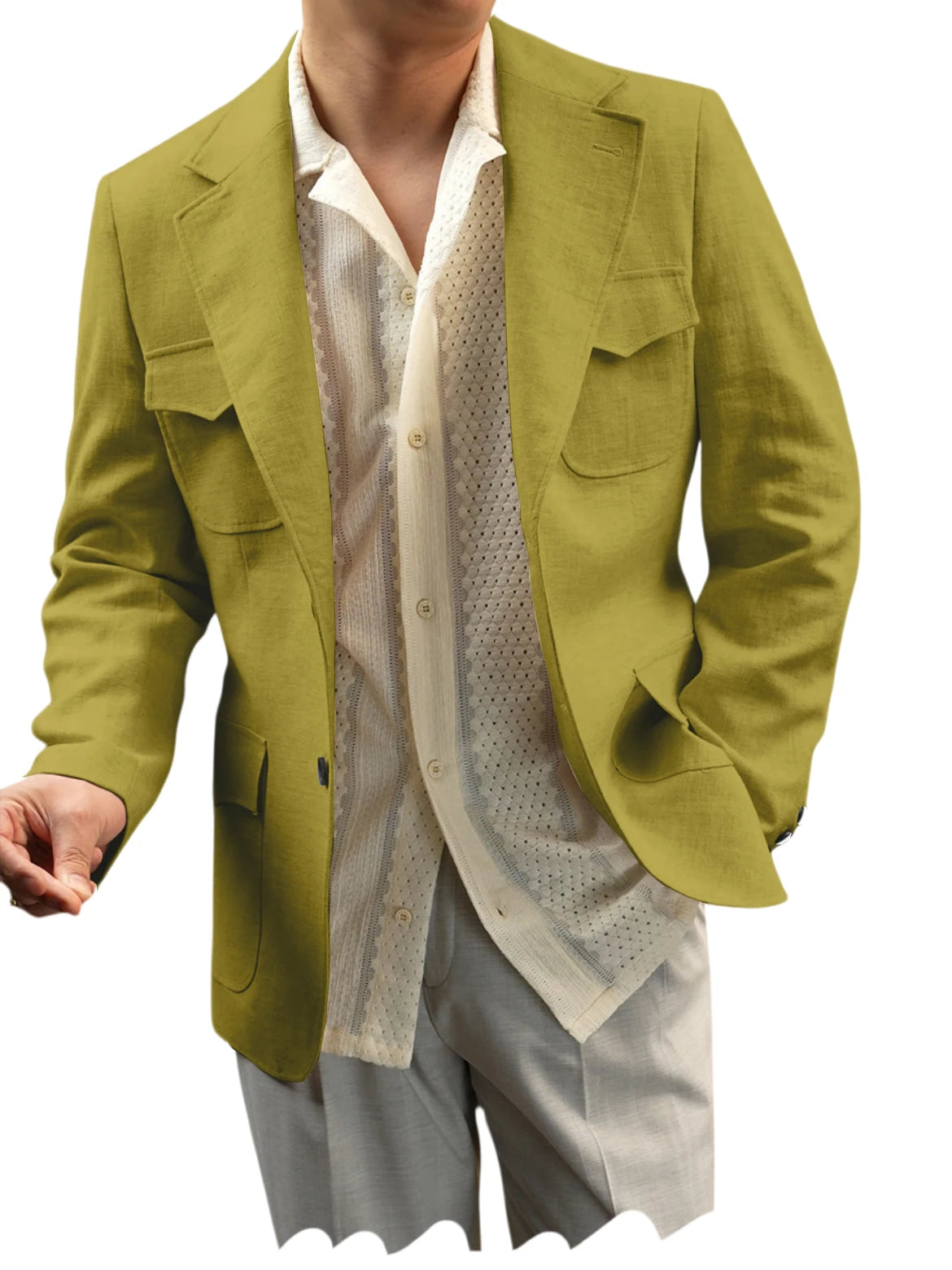 Blazer lin homme beige léger – CLEVI Paris