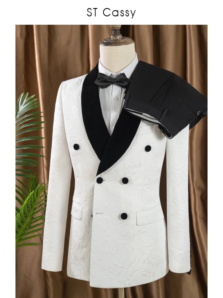 Costume homme blanc 2 pièces, double boutonnage – CLEVI Paris