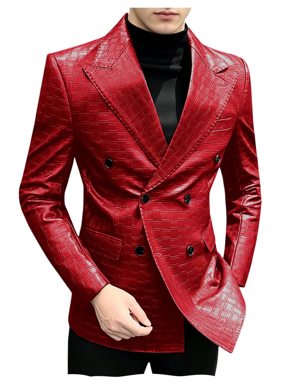 Blazer similicuir homme effet croco – CLEVI Paris