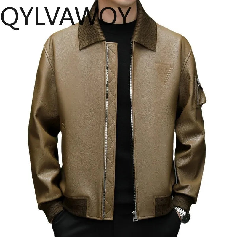 Veste homme en cuir à col amovible – CLEVI Paris