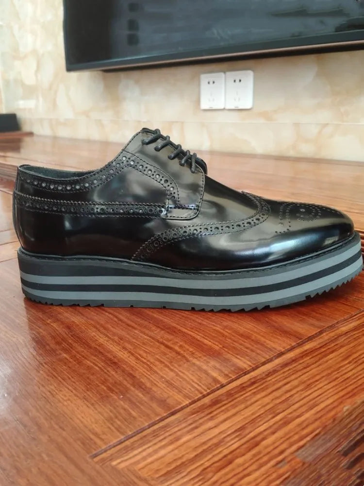 Brogues Homme Cuir Véritable Semelle Épaisse – CLEVI Paris