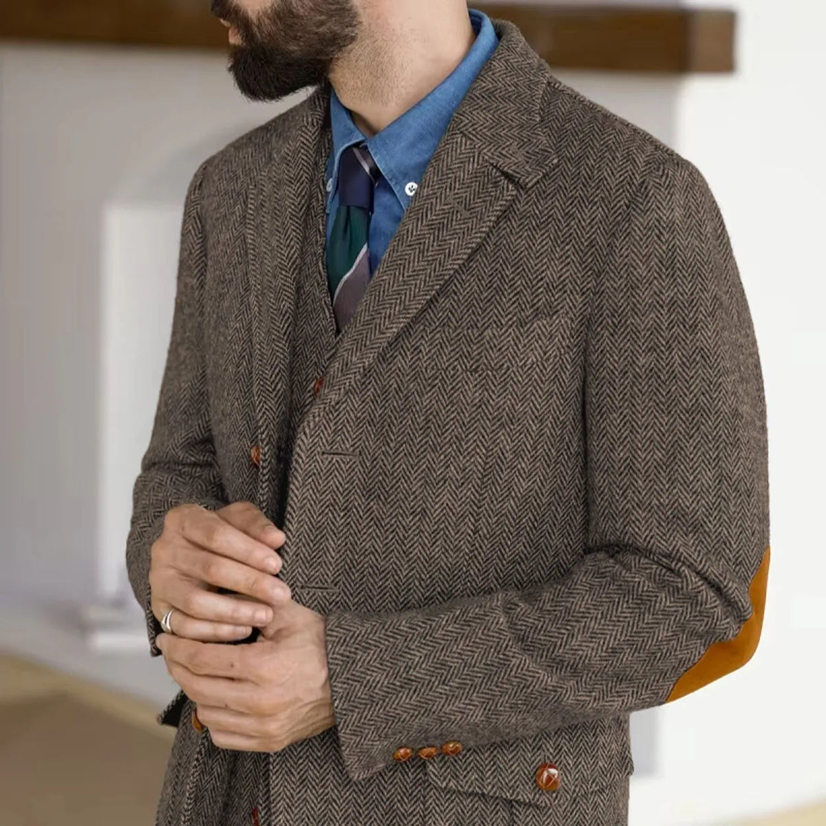 Blazer homme en tweed à chevrons – CLEVI Paris