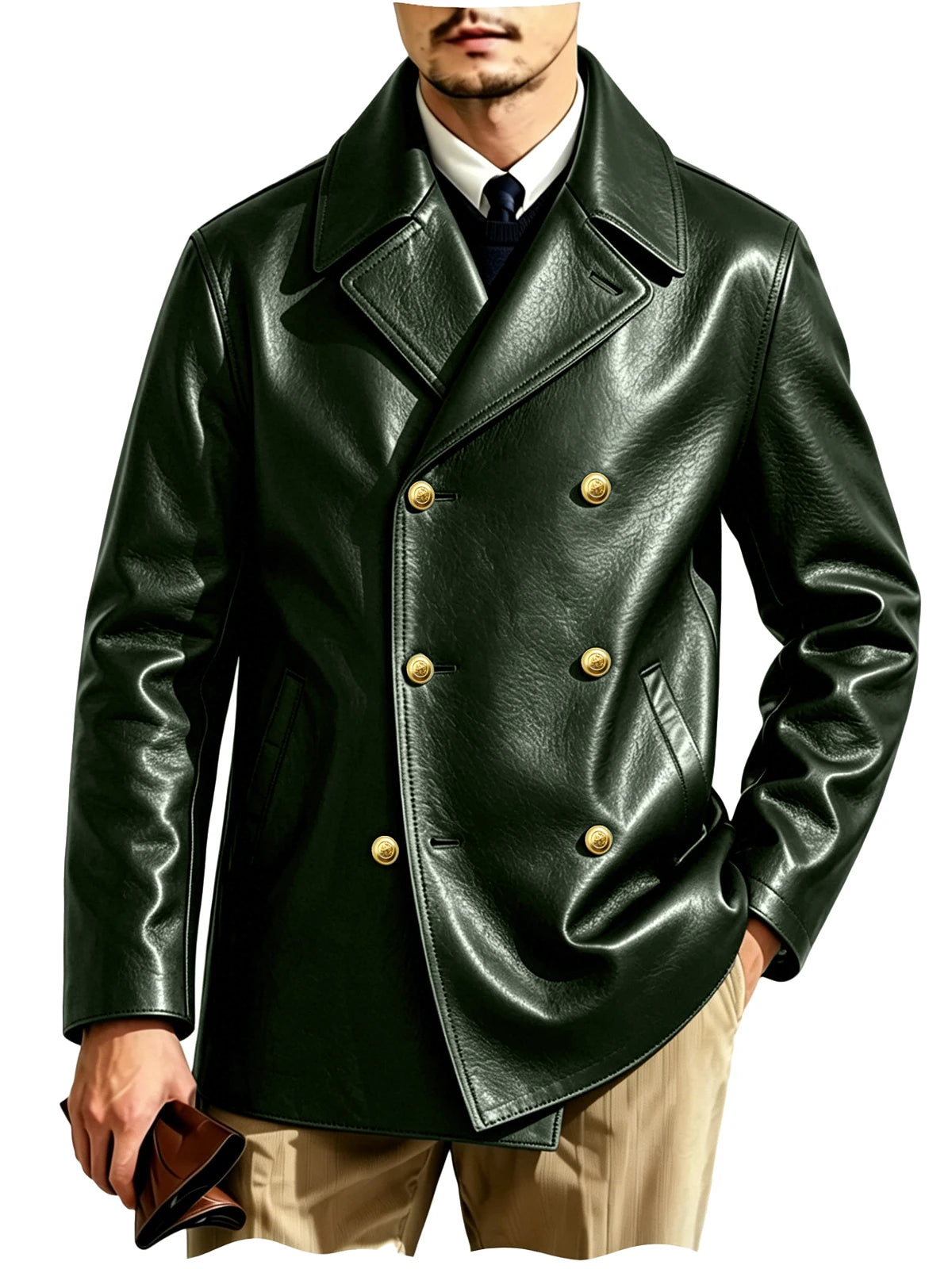 Blazer croisé effet cuir homme – CLEVI Paris