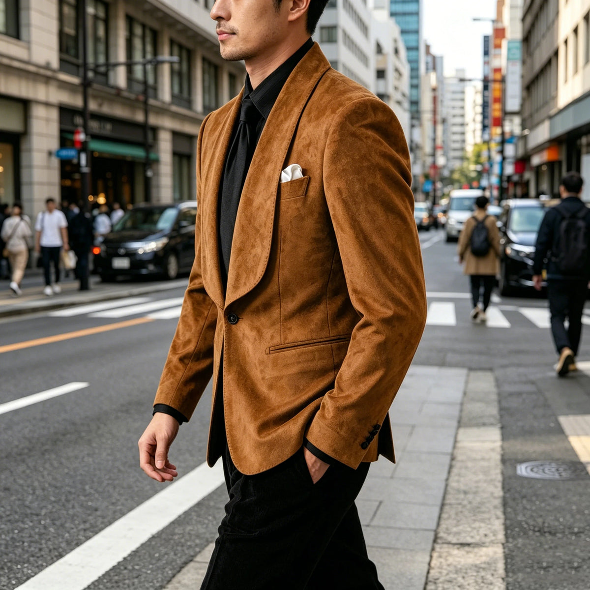Blazer homme en suédine col châle – CLEVI Paris