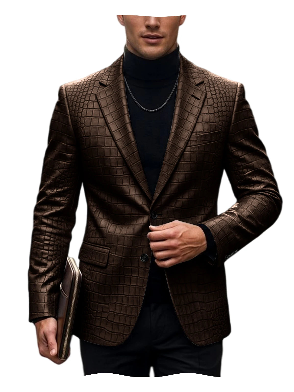 Blazer homme simili cuir crocodile à 2 boutons – CLEVI Paris