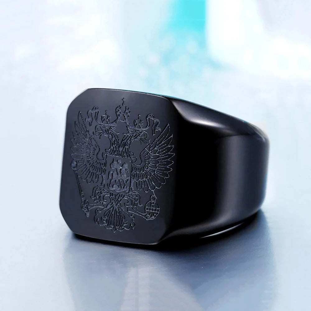 Bague double aigle en acier 316L – CLEVI Paris