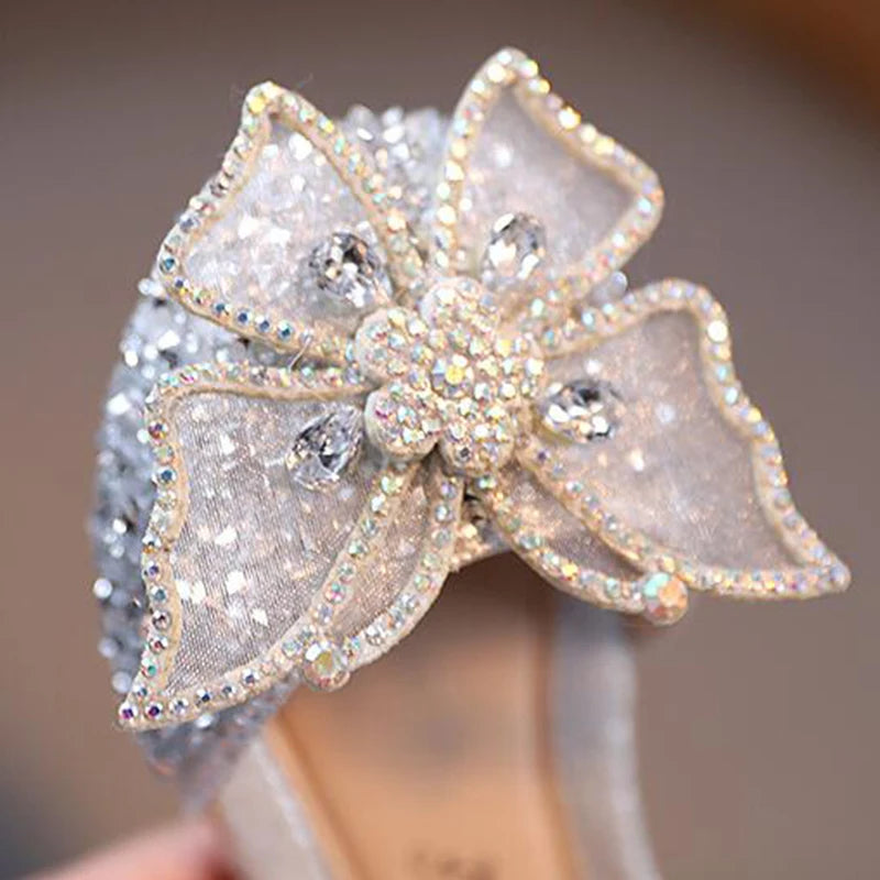 Sandales fille à paillettes et nœud strass – CLEVI Paris