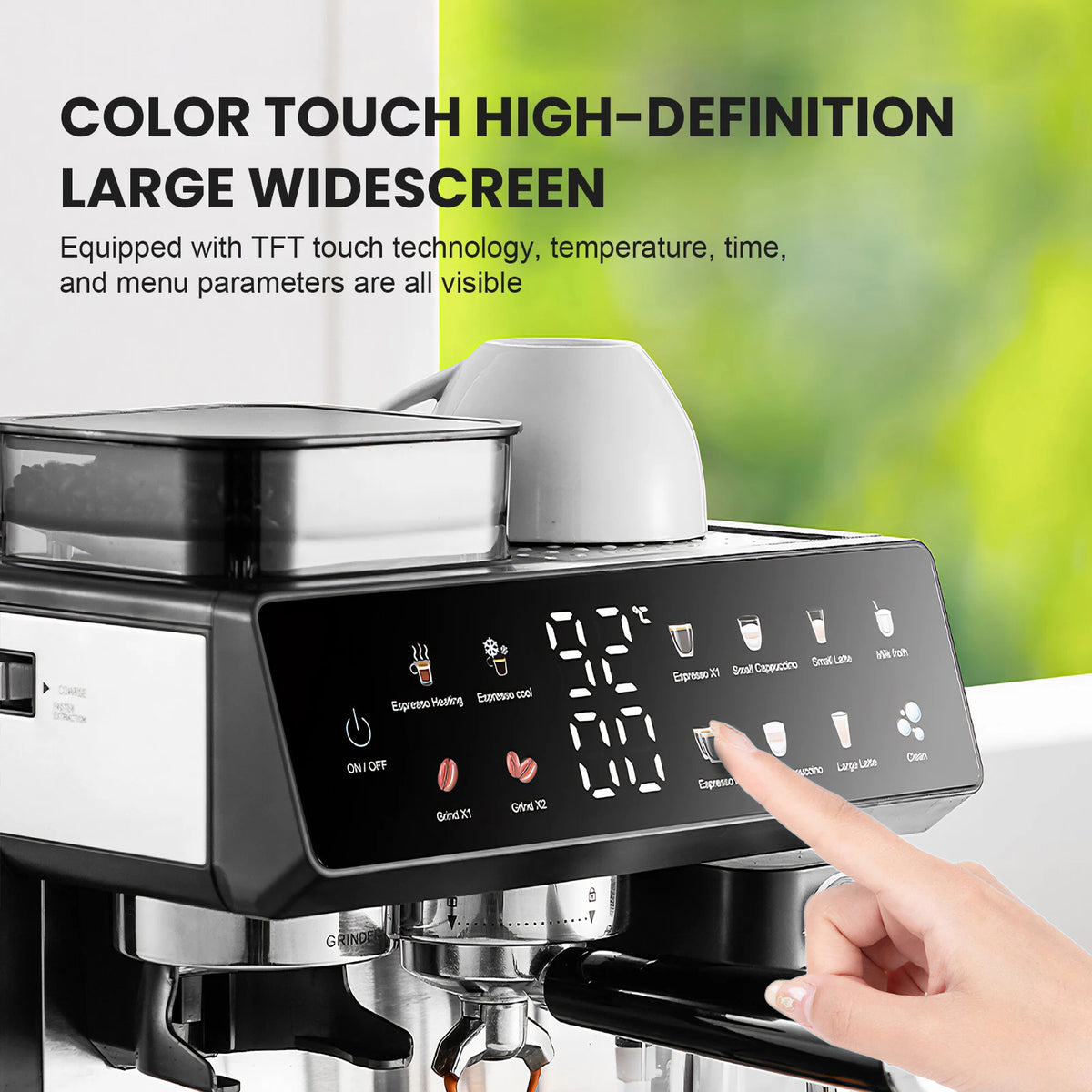 Machine à expresso avec moulin et écran TFT – CLEVI Paris