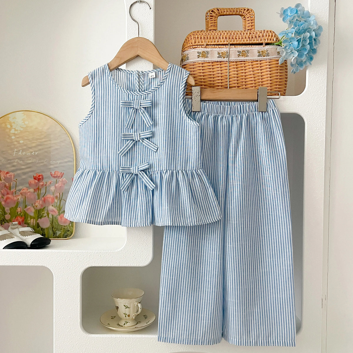 Ensemble fille rayé haut et pantalon – CLEVI Paris