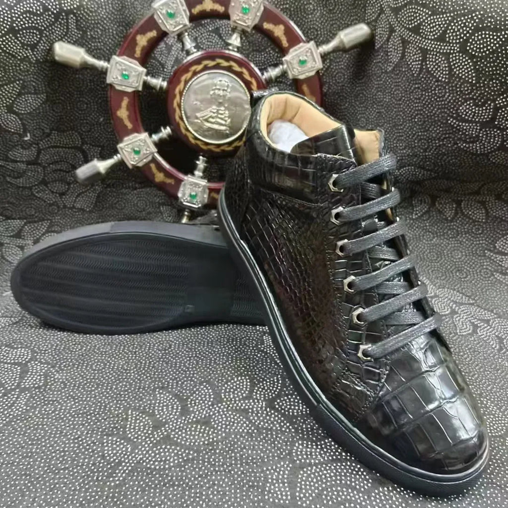 Sneakers homme noires en cuir à lacets – CLEVI Paris