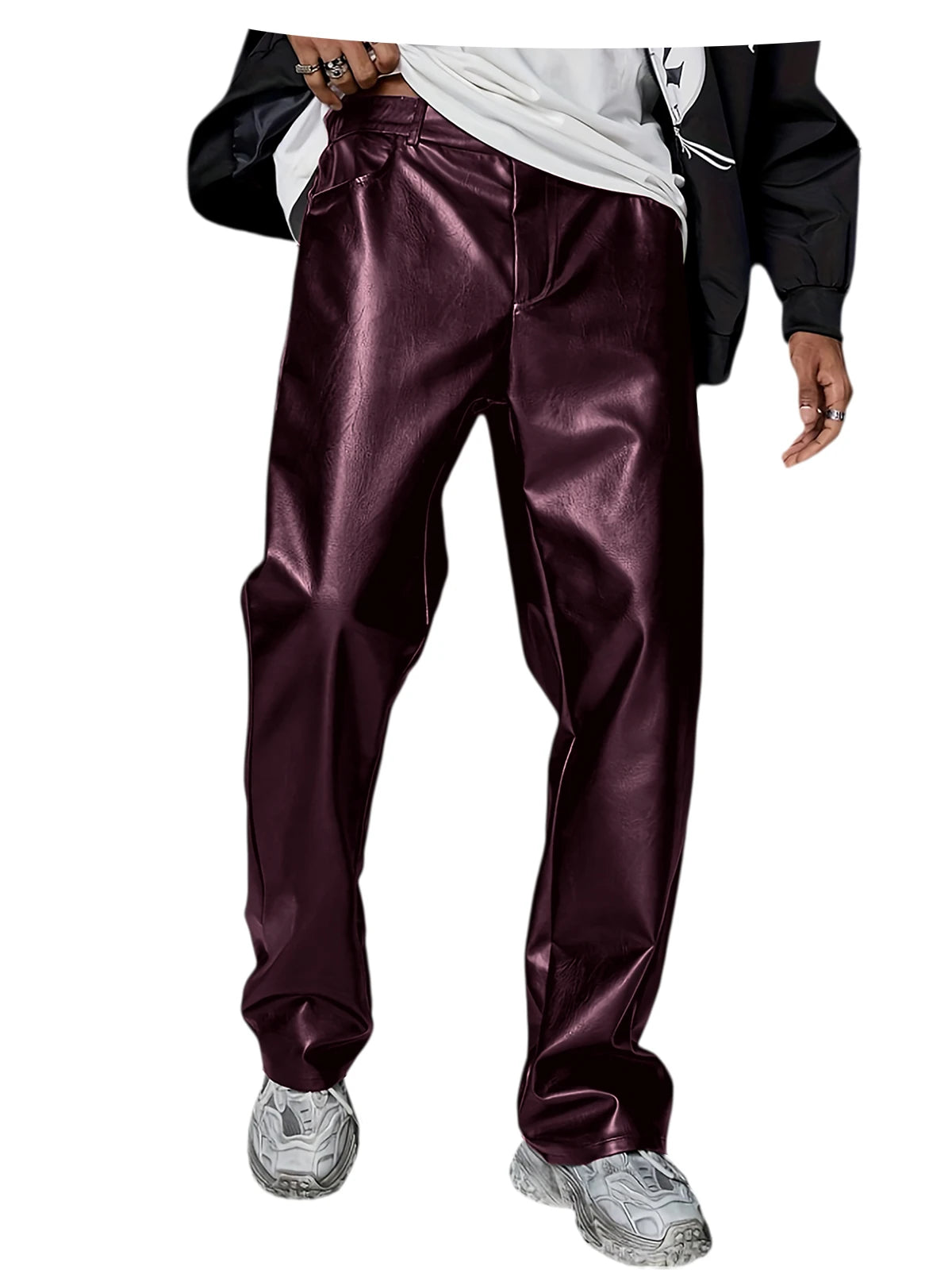 Pantalon homme en similicuir, coupe droite – CLEVI Paris