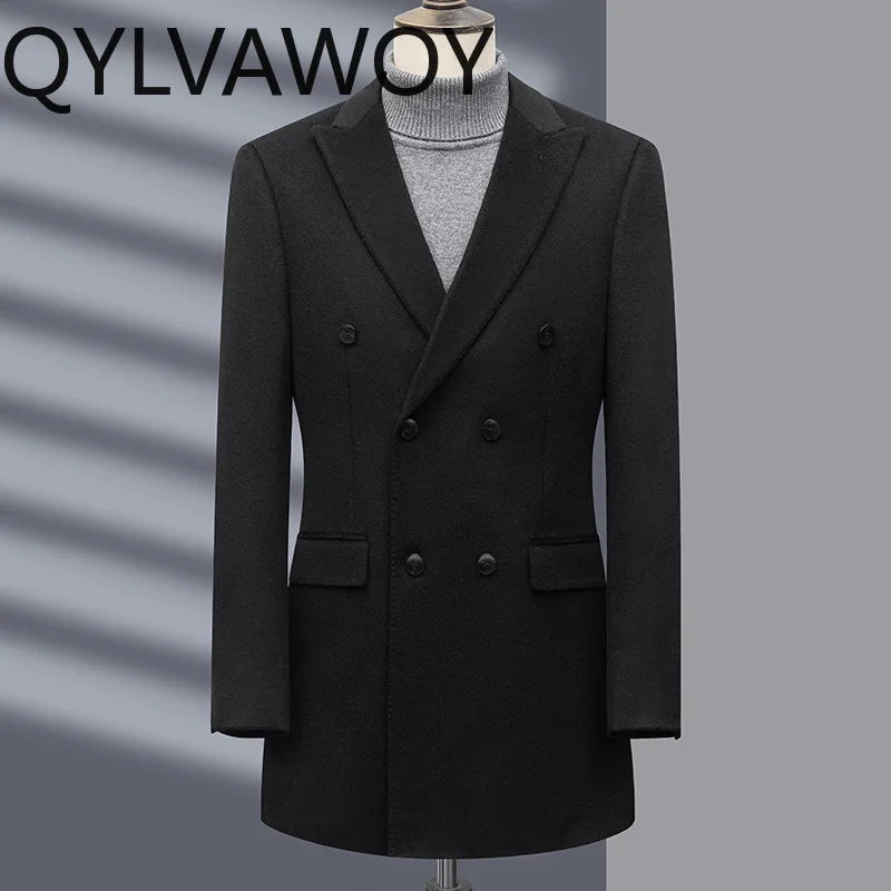 Manteau homme croisé laine, cachemire et soie – CLEVI Paris
