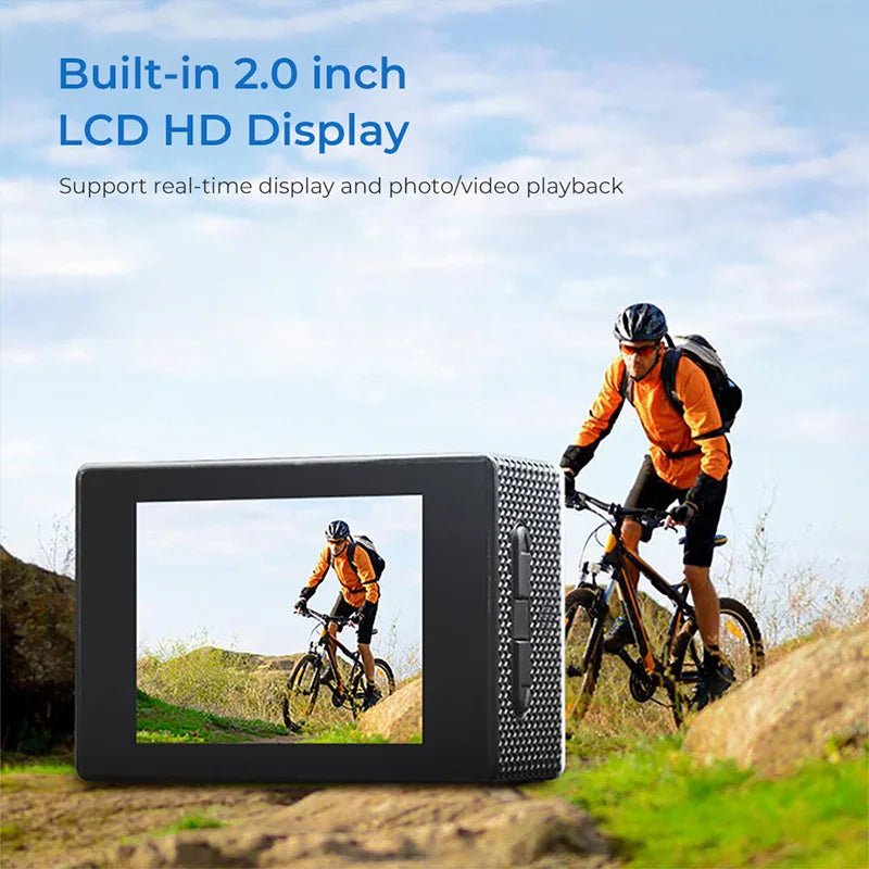 Caméra Sport Étanche HD 720P – Ski, Plongée, Vélo, Casque, Outdoor Multisport
