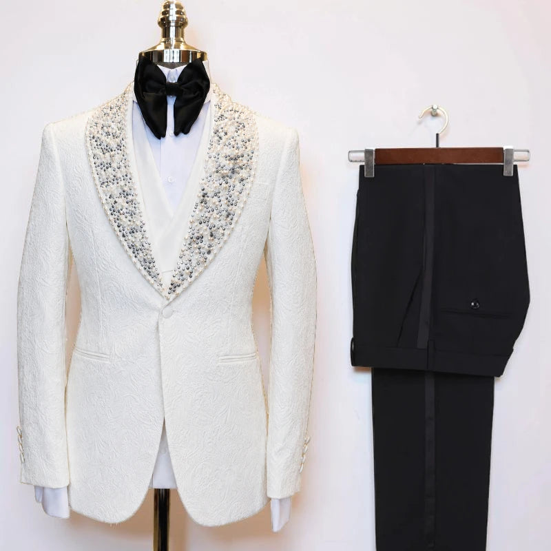 Costume mariage homme blanc 3 pièces – CLEVI Paris