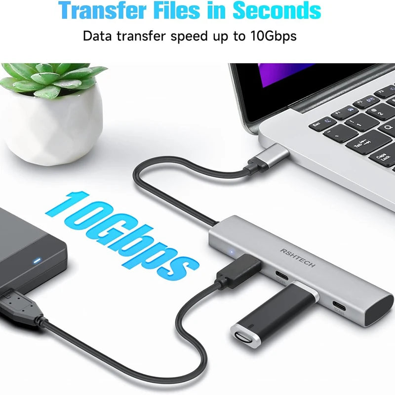 Hub USB-C 4 Ports 10Gbps Aluminium RSHTECH – CLEVI Paris