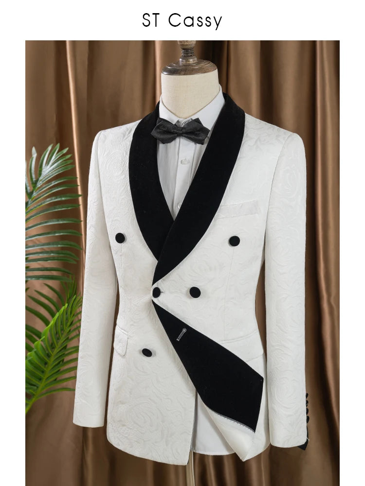 Costume homme blanc 2 pièces, double boutonnage – CLEVI Paris
