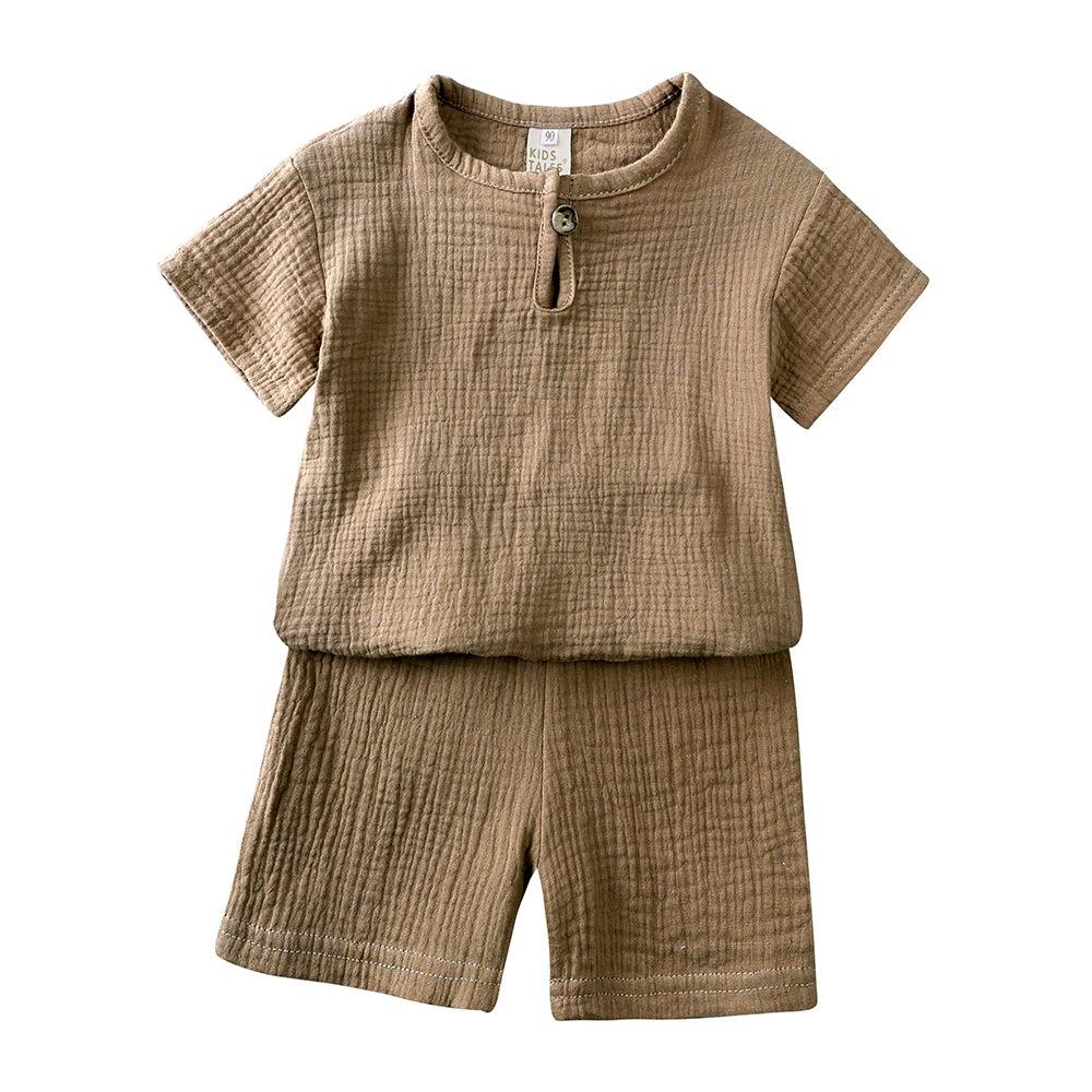 Ensemble enfant coton et lin T-shirt et short – CLEVI Paris