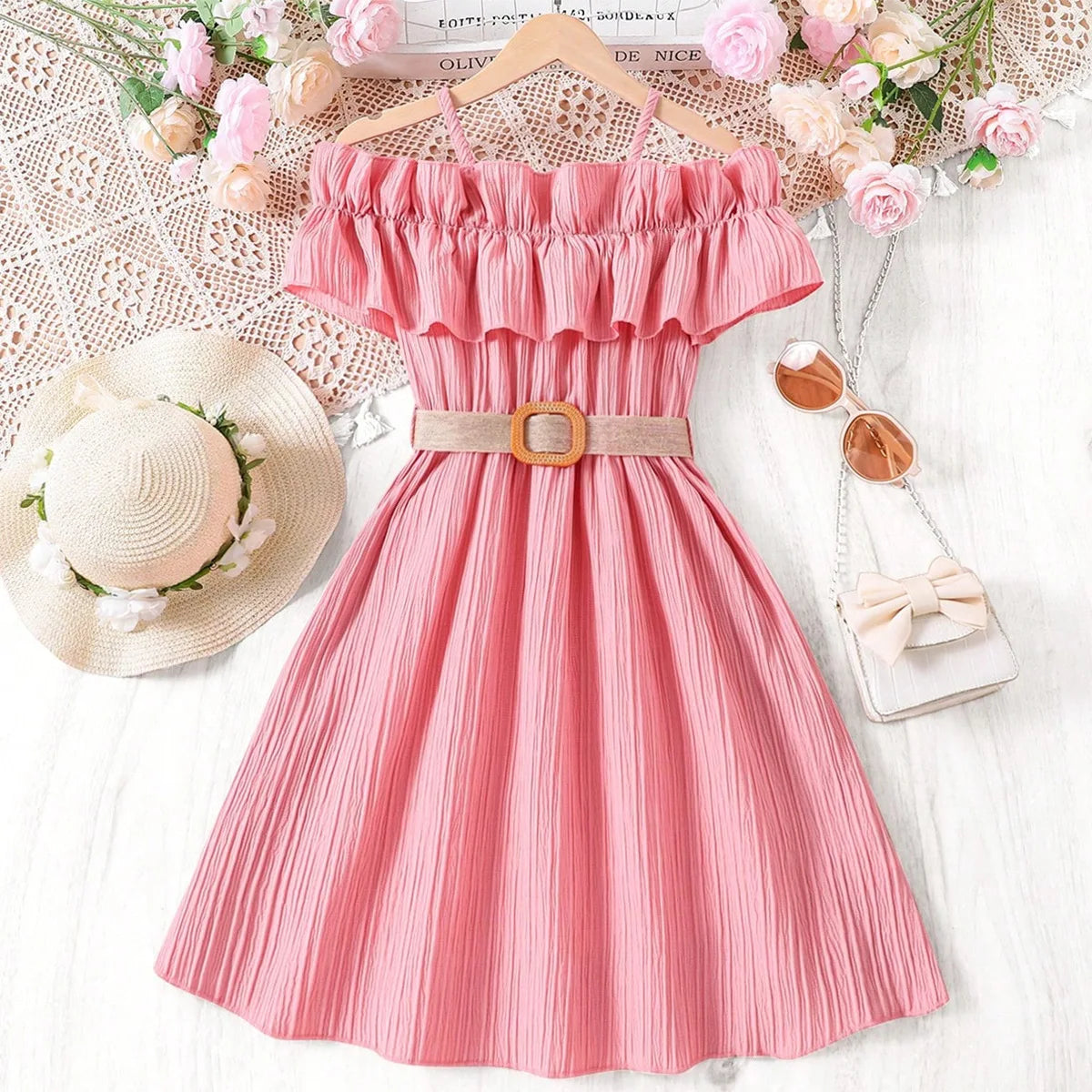 Robe fille évasée à épaules dégagées – CLEVI Paris