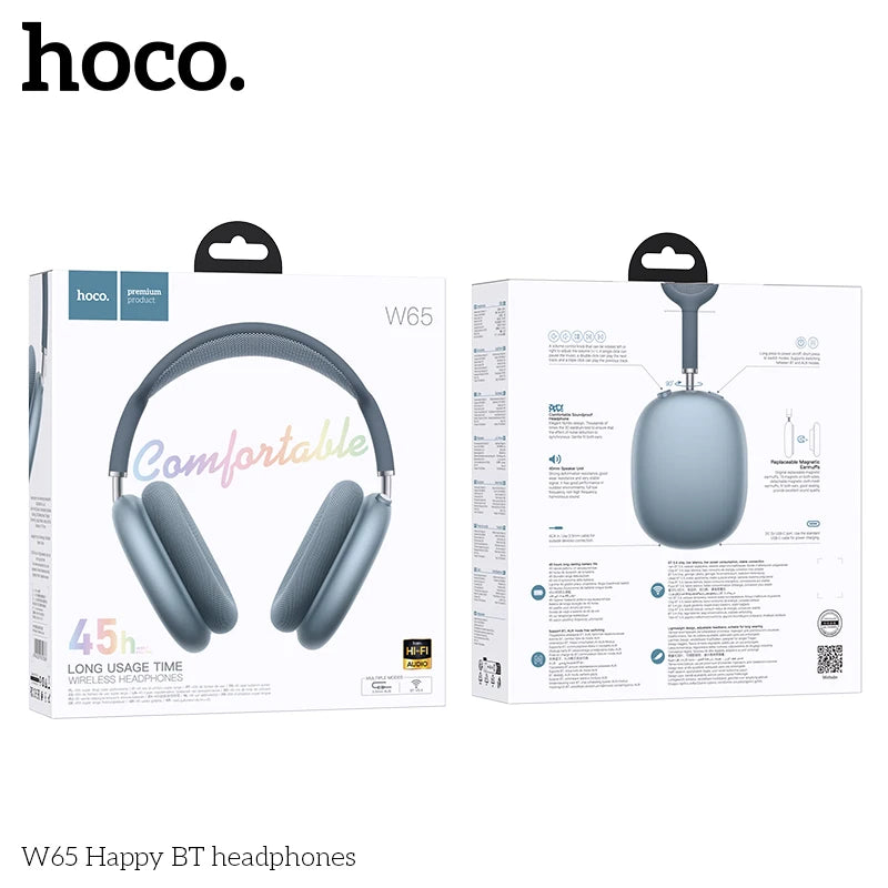Casque Bluetooth HOCO W65 Happy 45H Tissu BT 5.4 – CLEVI Paris