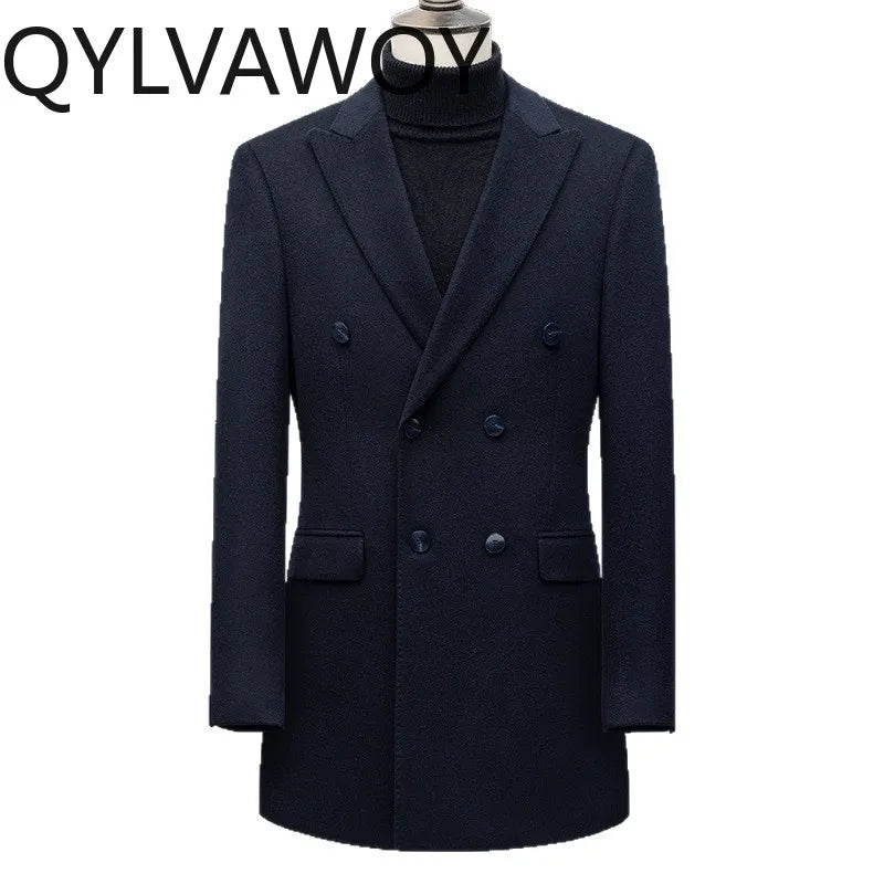 Manteau homme croisé laine, cachemire et soie – CLEVI Paris