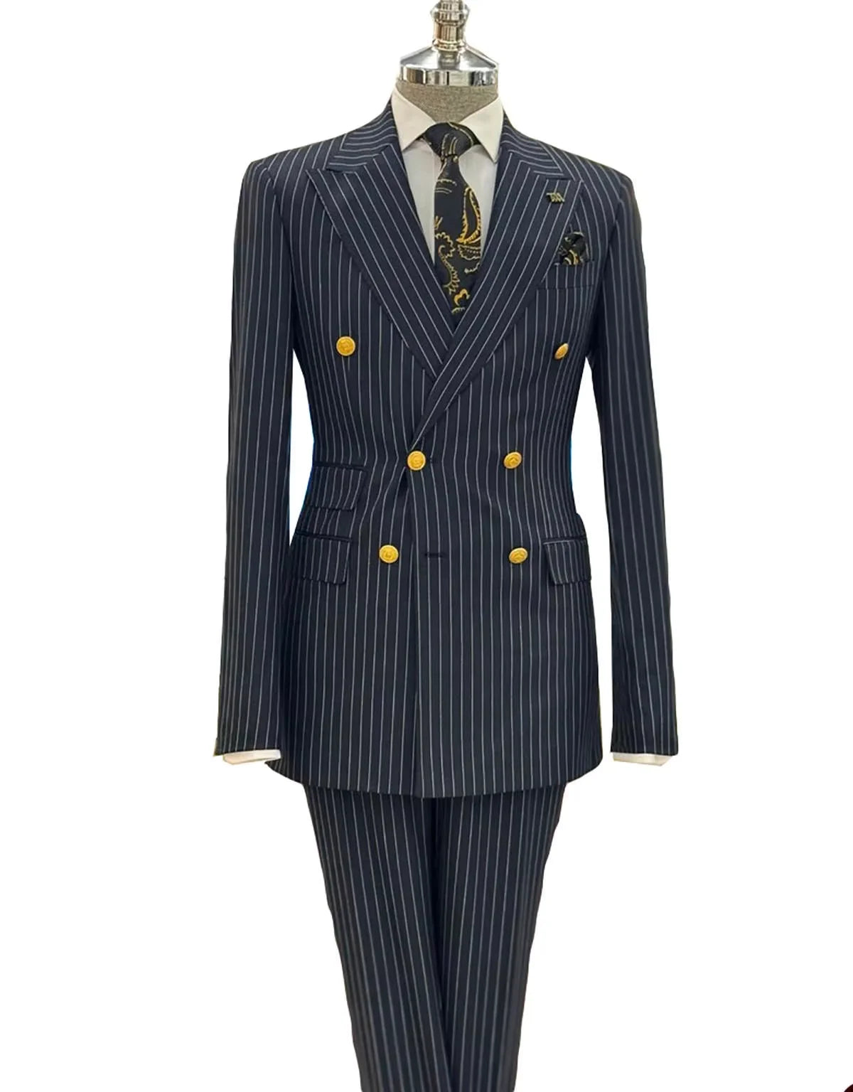 Costume homme rayé double boutonnage – CLEVI Paris