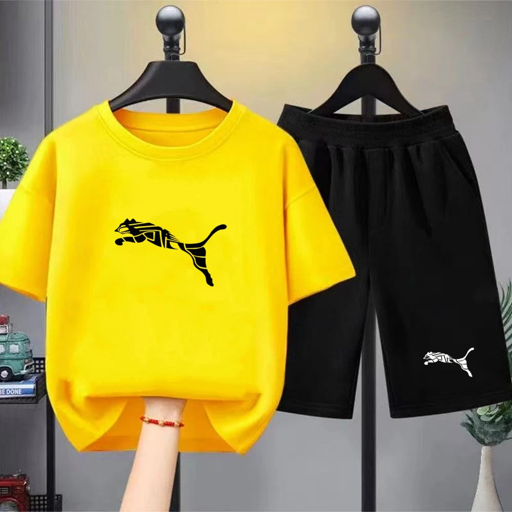 Ensemble enfant T-shirt et short imprimé été – CLEVI Paris