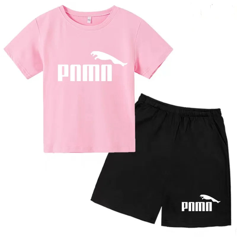 Ensemble enfant T-shirt à lettres et short uni – CLEVI Paris