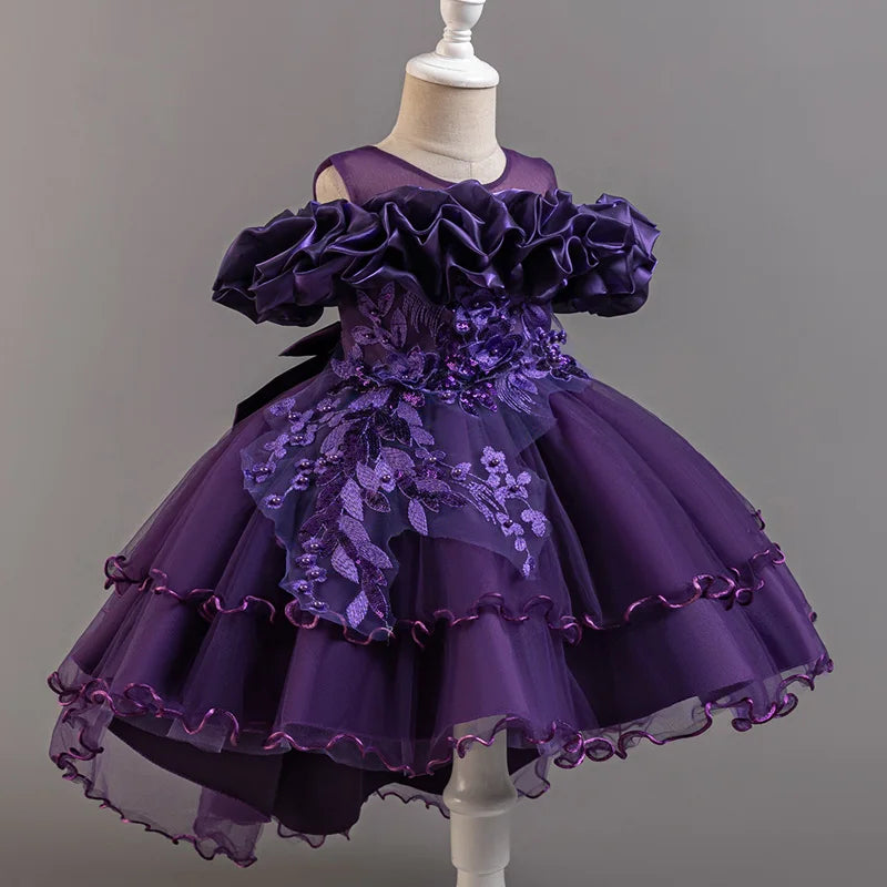Robe fille à paillettes T1326 – CLEVI Paris