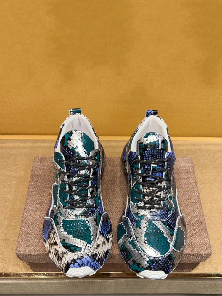 Sneakers Cuir Serpent Homme Multicolore – CLEVI Paris