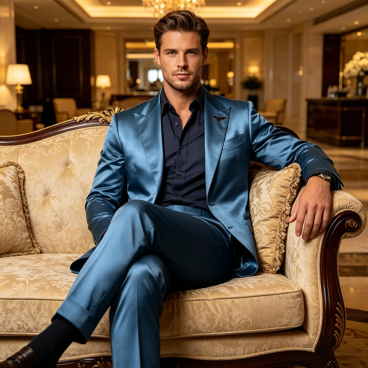 Costume homme 2 pièces en satin – CLEVI Paris