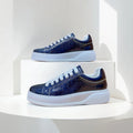 Sneakers basses unisexes bleues à lacets – CLEVI Paris