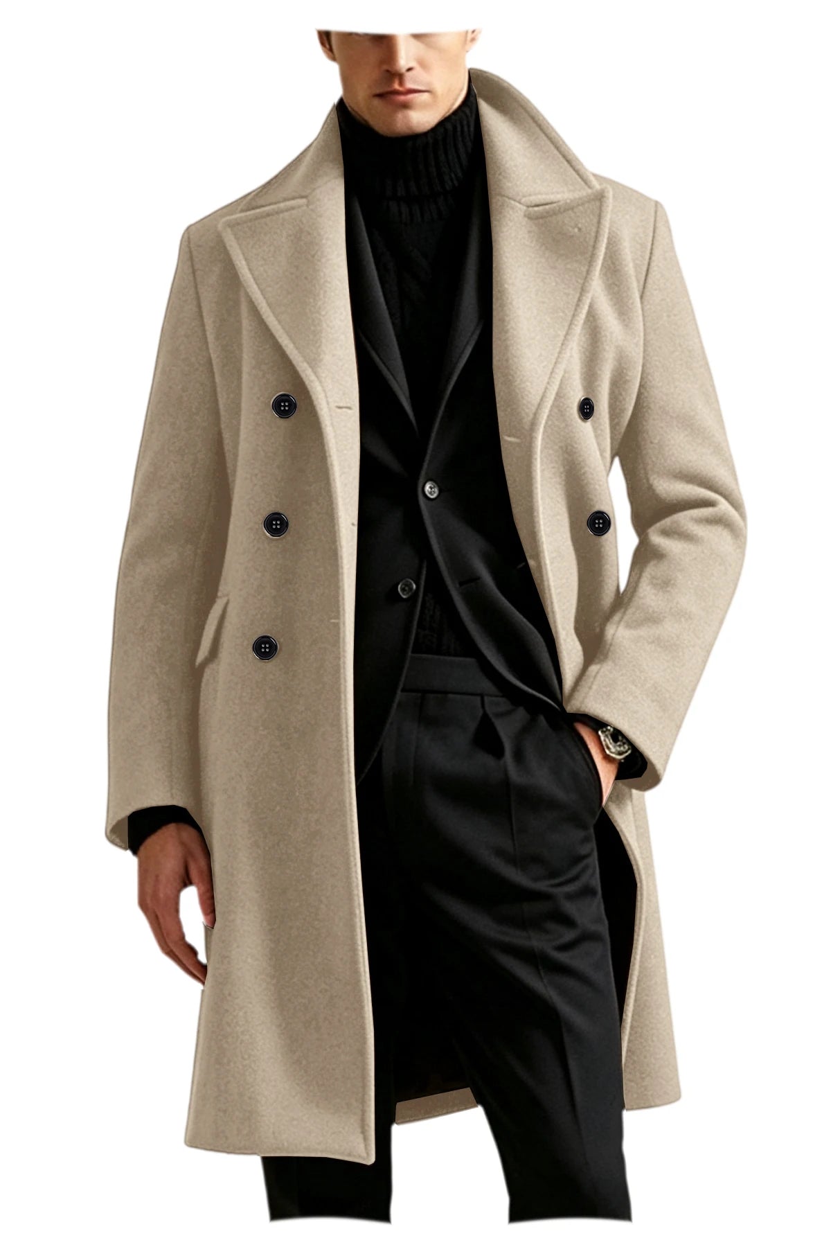 Manteau long homme laine mélangée croisé – CLEVI Paris