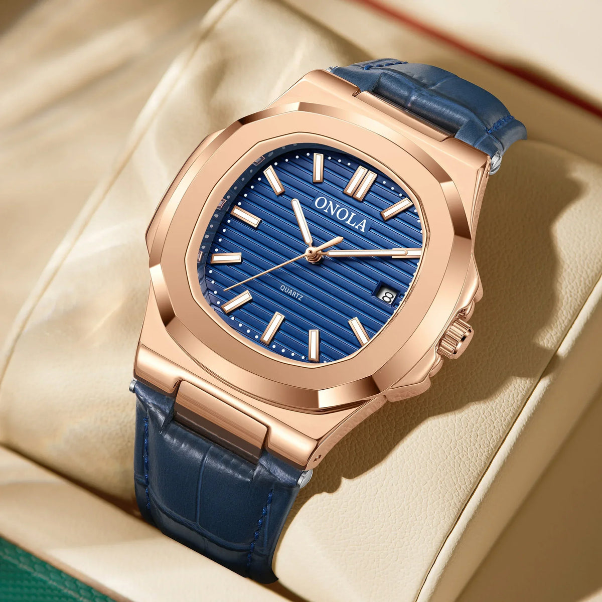 Montre Quartz Business ONOLA Homme Cuir Forme Originale – CLEVI Paris