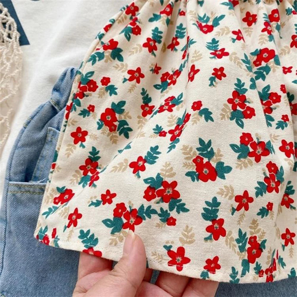 Ensemble fille débardeur fleuri et short – CLEVI Paris