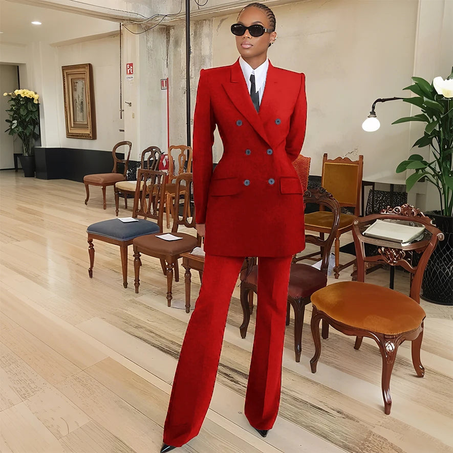Tailleur femme blazer et pantalon évasé – CLEVI Paris