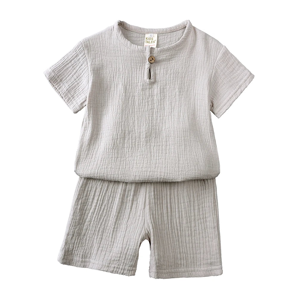 Ensemble enfant coton et lin T-shirt et short – CLEVI Paris