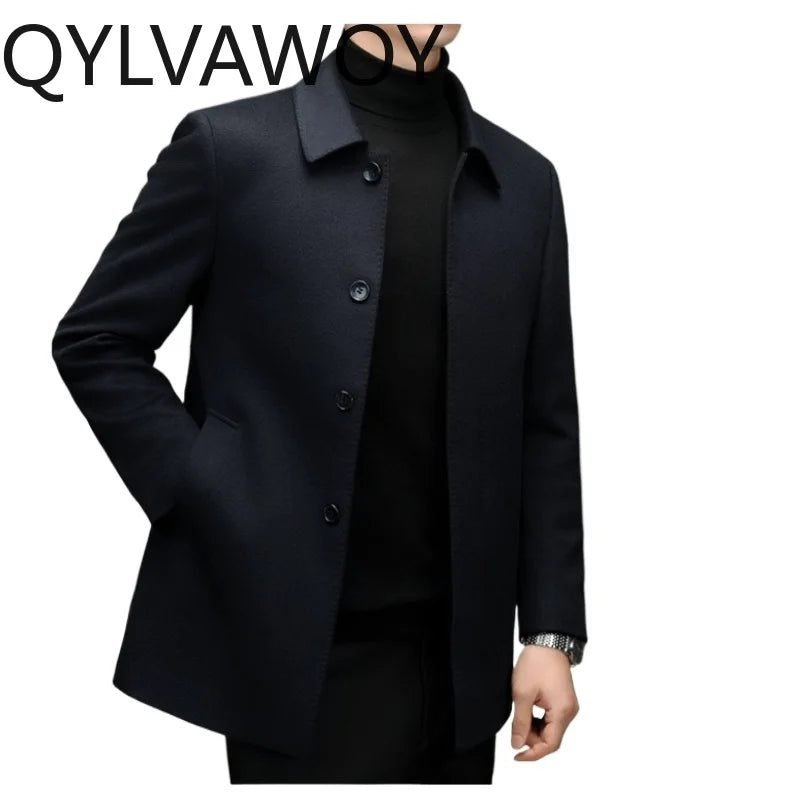 Manteau homme en cachemire bleu marine – CLEVI Paris