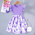 Robe fille imprimé cœur à manches volantées – CLEVI Paris