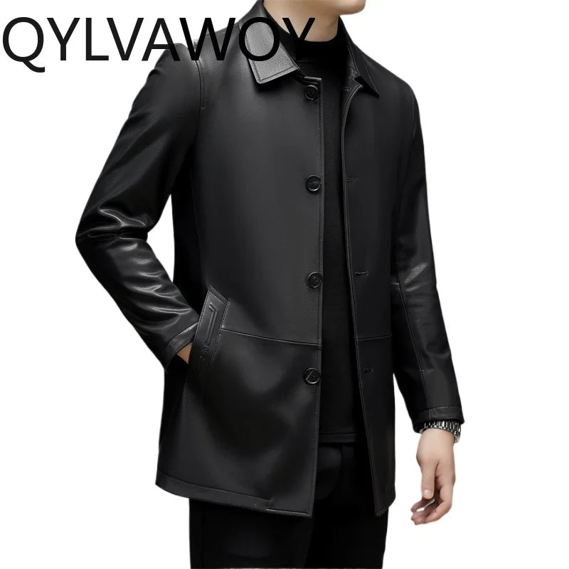 Veste homme en cuir de mouton noir – CLEVI Paris
